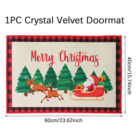 【インテリア用品】クリスマス柄プリント玄関マット