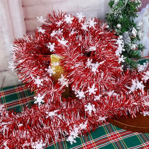 イベント・クリスマス装飾｜レッドスノーフレーク リボンガーランド