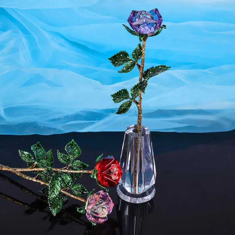 クリスタルローズガラスペーパーウェイトギフト