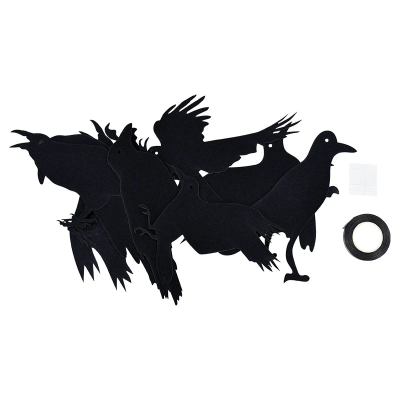 イベント・ハロウィン装飾｜ ブラックカラス 吊り下げペンダント(6枚セット)
