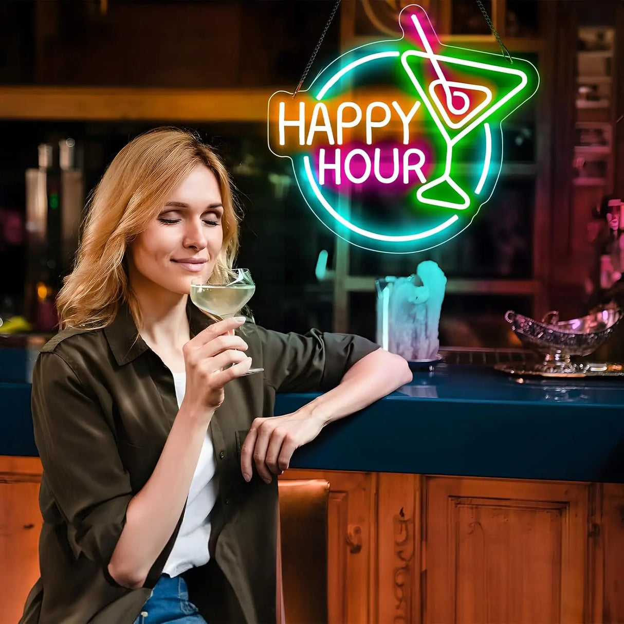 HAPPY HOUR LEDネオンサイン（ネオン看板） 調光可能