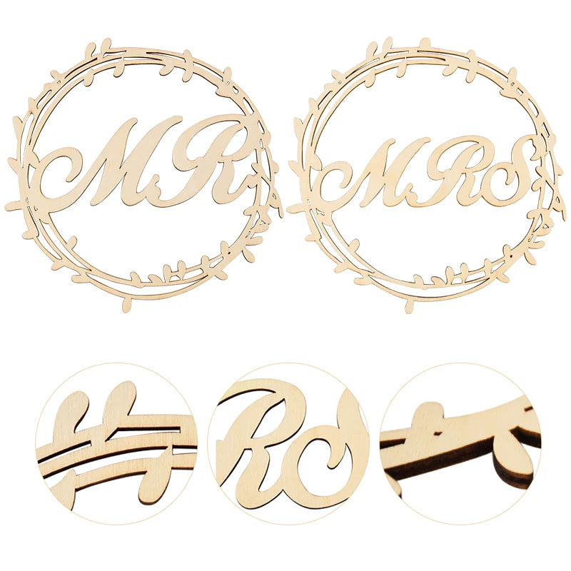 結婚式用木製Mr & Mrsサインオーナメント