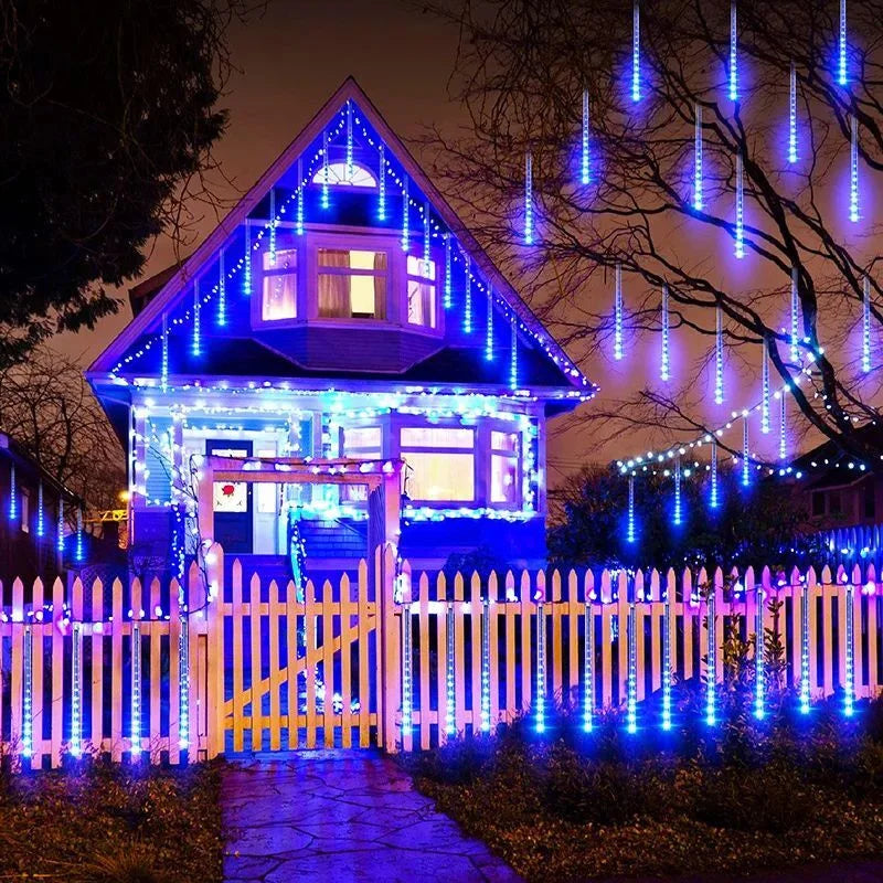イベント・クリスマス装飾｜LED流星雨8連ライトUSB接続(幅2.8M)