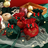 イベント・クリスマス装飾｜クリスマス用 巾着型ギフトバッグ  (赤/緑)