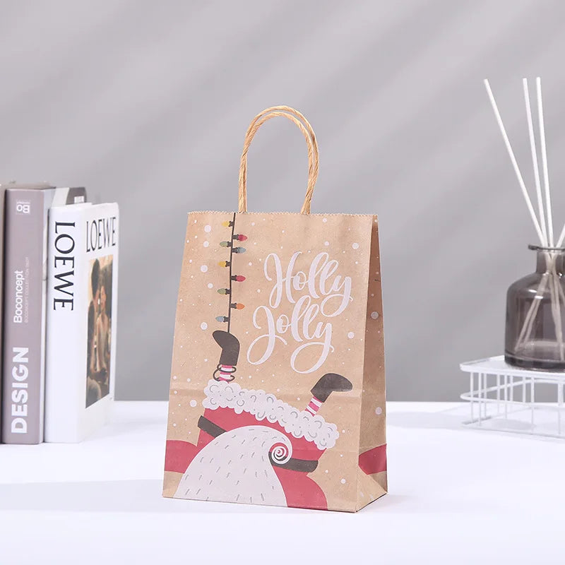 イベント・クリスマス装飾｜キュートなサンタさんイラスト紙製ギフトバッグセット (10個)