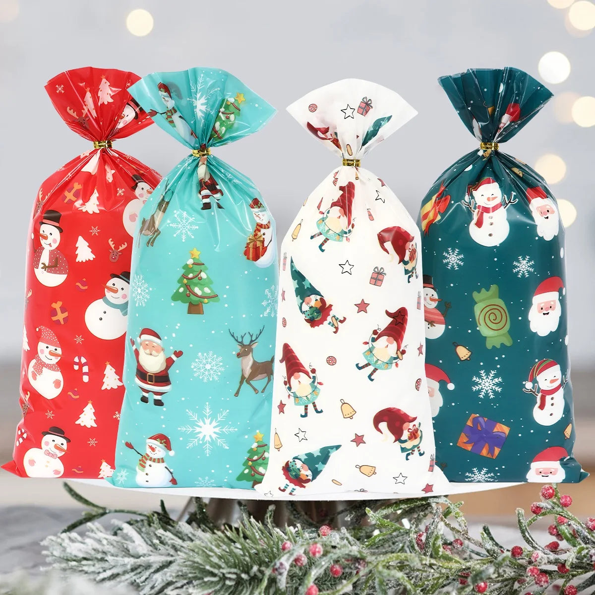 イベント・クリスマス装飾｜クリスマス柄ギフトバッグセット(25/50/100pcs)