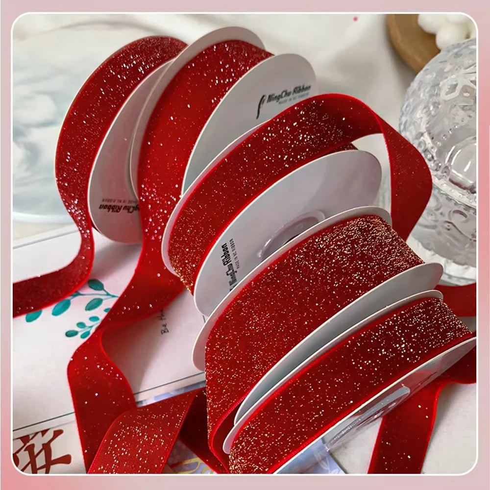 豪華な赤いベルベットリボン（5ヤード）