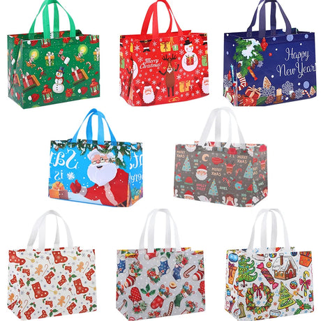 イベント・クリスマス装飾｜不織布トートバッグ型ギフトバックセット(4個/8個)