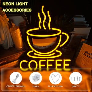 COFFEE　LEDネオンサイン（ネオン看板）　イエロー