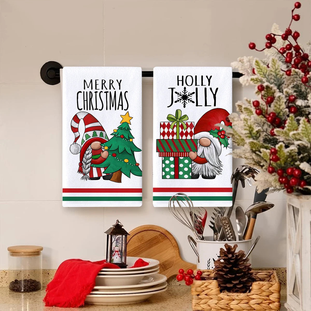 イベント・クリスマスグッズ｜クリスマス柄キッチンタオルセット(1枚/２枚)