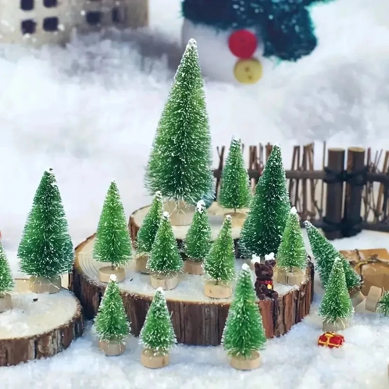 人工ミニ木製クリスマスツリー・ブルーグリーン・ホワイトゴールドタワー・パイン