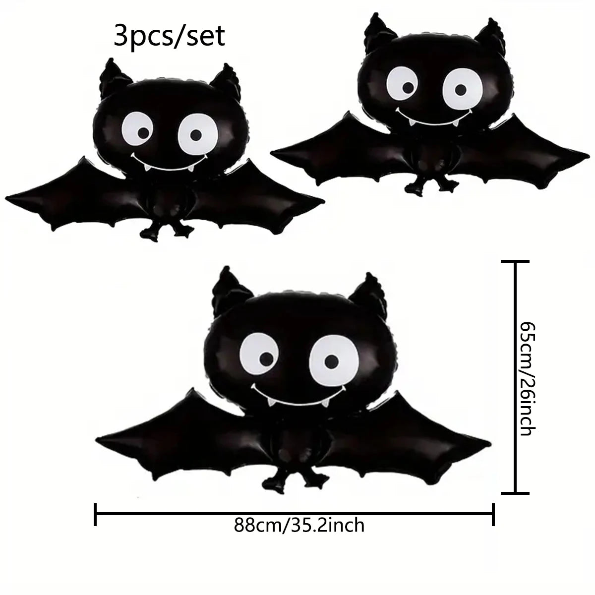 イベント・ハロウィン装飾｜コウモリ型アルミバルーンセット(3個)