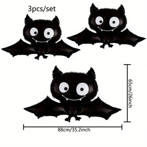 イベント・ハロウィン装飾｜コウモリ型アルミバルーンセット(3個)