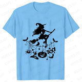 イベント・ハロウィングッズ｜レディース ハロウィン魔女柄Tシャツ (S～XXL)