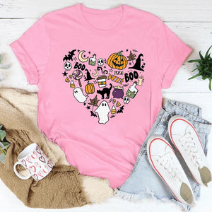 イベント・ハロウィングッズ｜レディース パンプキンハート柄 Tシャツ(XS～4XL)