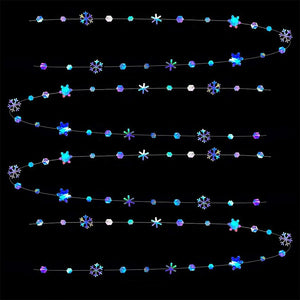 イベント・クリスマス装飾｜虹色スノーフレークガーランド 4m