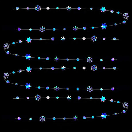イベント・クリスマス装飾｜虹色スノーフレークガーランド 4m