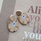 アールデコ風花柄ポリマークレイイヤリングセット