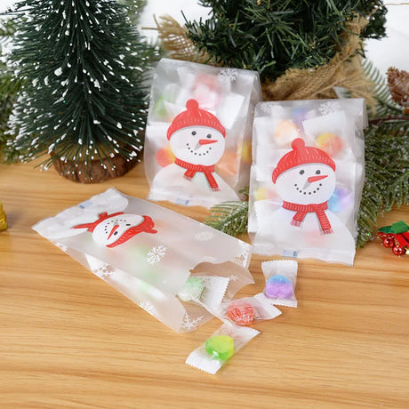 イベント・クリスマス装飾｜ビニール製スノーマン柄ギフトバック(50個入 )