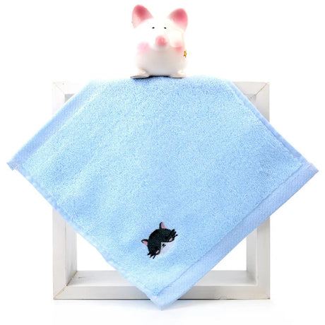 | ノベルティ用品 | 動物刺繍入りコットンフェイスタオル| 25x25c