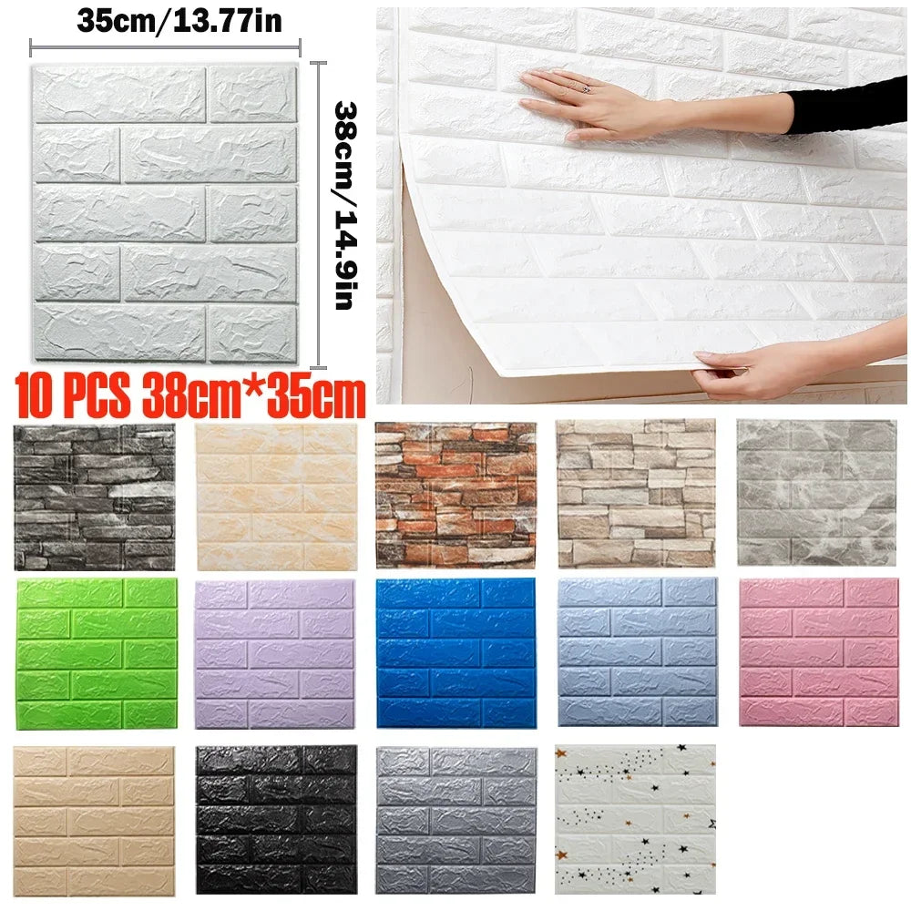【DIY用】レンガ風ステッカー 35x38cm(10pcs）