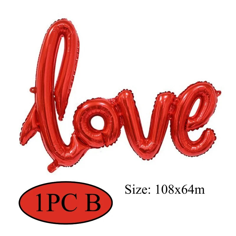 ロマンチックなバラとLOVEホイルバルーンセット