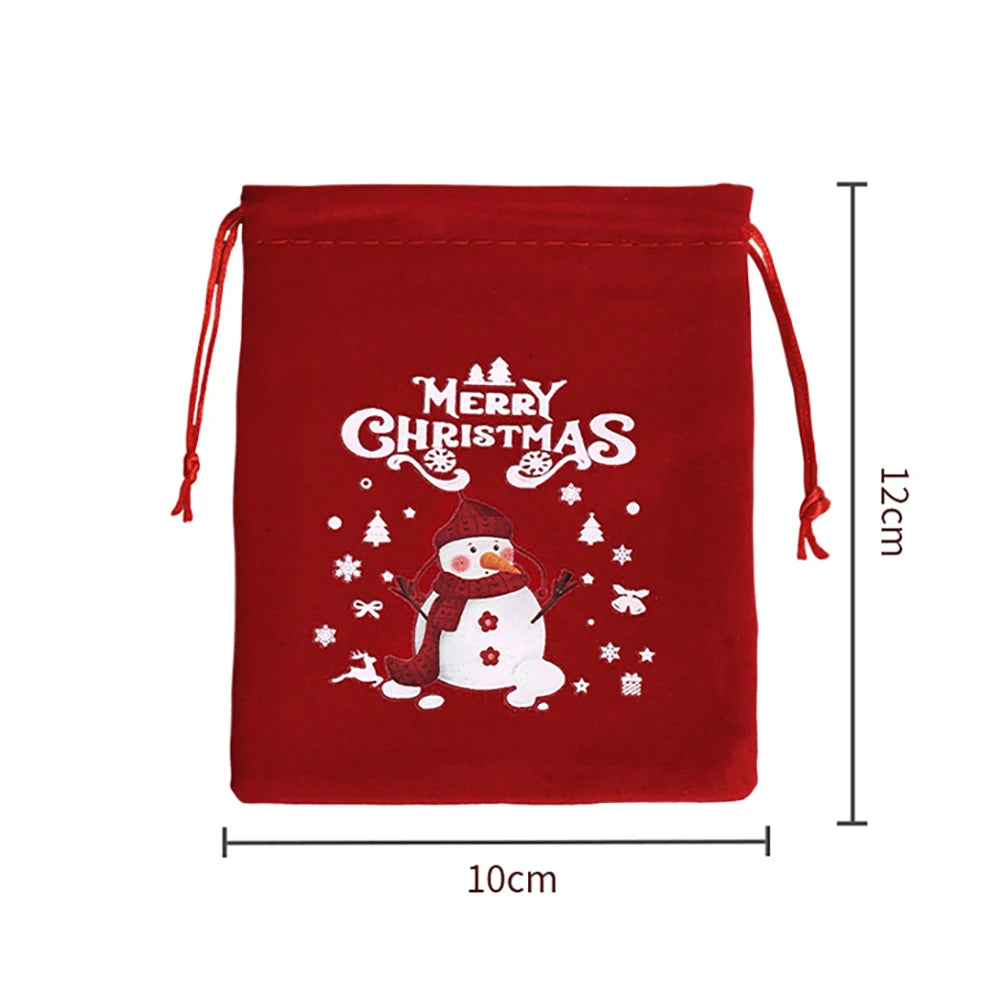 イベント・クリスマス装飾｜クリスマス柄ベルベット巾着バッグセット(12個)