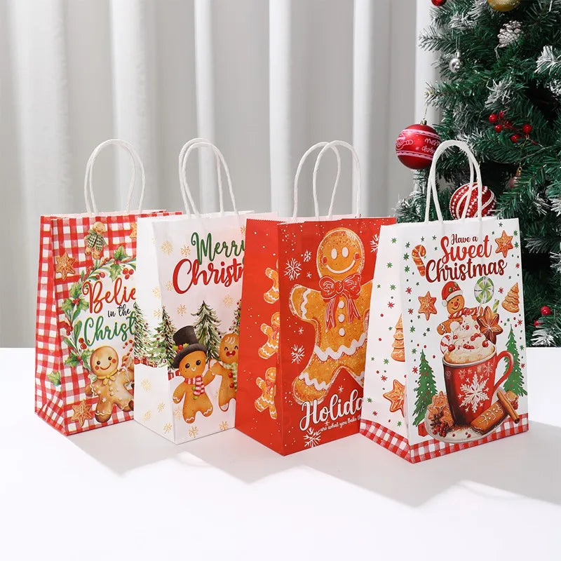 イベント・クリスマス装飾｜クリスマスクラフト紙ギフトバッグセット(4枚入)