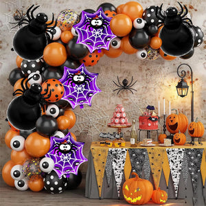イベント・ハロウィン装飾｜スパイダーアルミホイルバルーンセット(8個)