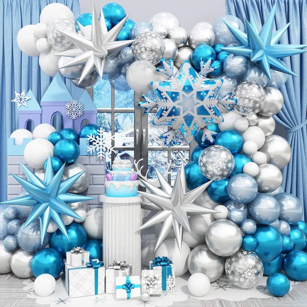 イベント・クリスマス装飾｜冬の魔法 バルーンガーランドキット123個セット