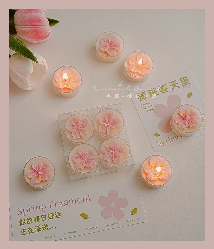 ピンクピーチブロッサム香りのティーライトキャンドル4個セット