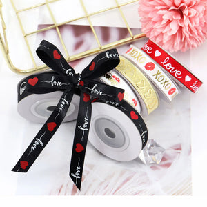 バレンタインデー用ハート柄片面プリントリボン