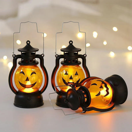 【イベント・ハロウィングッズ】かぼちゃLEDライト ポータブルキャンドルランタン型(12.6c)