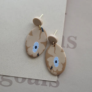 アールデコ風花柄ポリマークレイイヤリングセット