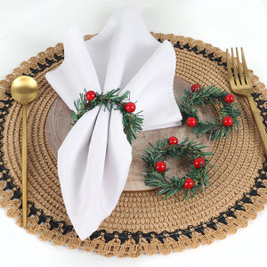 イベント・クリスマス装飾｜赤い実の松葉ナプキンリング6個セット