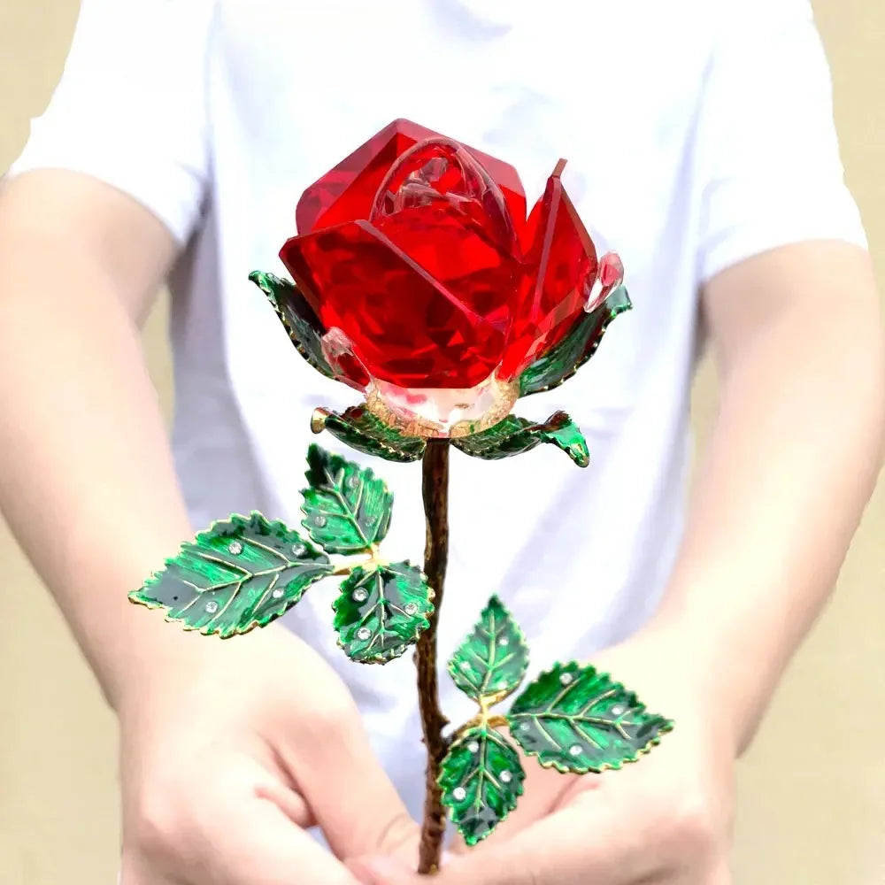 クリスタルローズガラスペーパーウェイトギフト