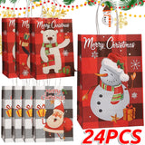 イベント・クリスマス装飾｜紙製サンタ＆雪だるま柄ギフトバッグ(1枚～24枚入)