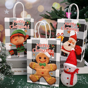 イベント・クリスマス装飾｜紙製サンタ＆雪だるま柄ギフトバッグ(1枚～24枚入)