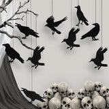 イベント・ハロウィン装飾｜ ブラックカラス 吊り下げペンダント(6枚セット)