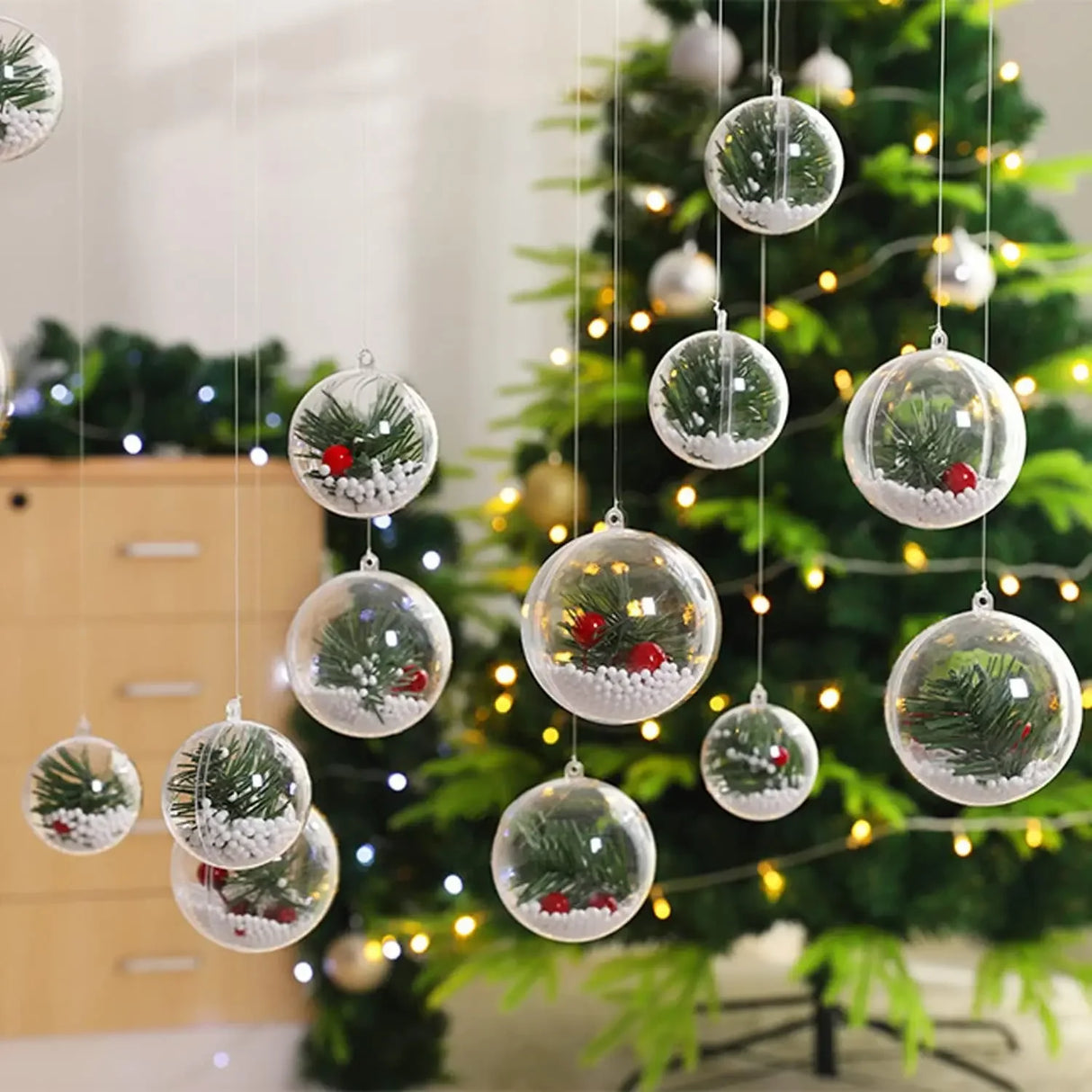 イベント・クリスマス装飾｜透明プラスチックボールオーナメントセット