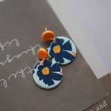 アールデコ風花柄ポリマークレイイヤリングセット