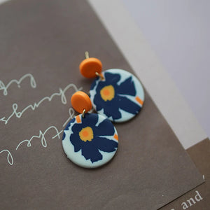 アールデコ風花柄ポリマークレイイヤリングセット