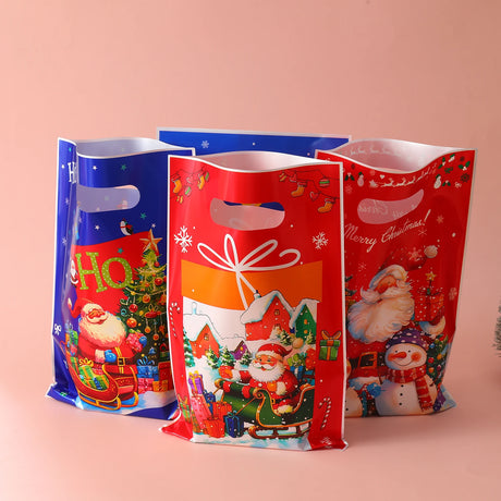イベント・クリスマス装飾｜ビニール製クリスマス柄ギフトバッグ (50枚入 )