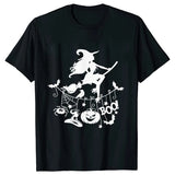 イベント・ハロウィングッズ｜レディース ハロウィン魔女柄Tシャツ (S～XXL)