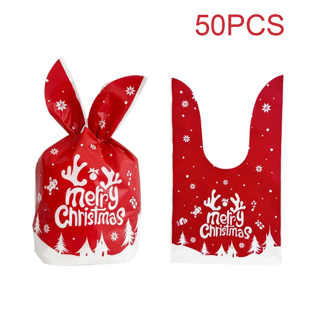 イベント・クリスマス装飾｜ウサギ型ビニール製ギフトバッグセット (50個)