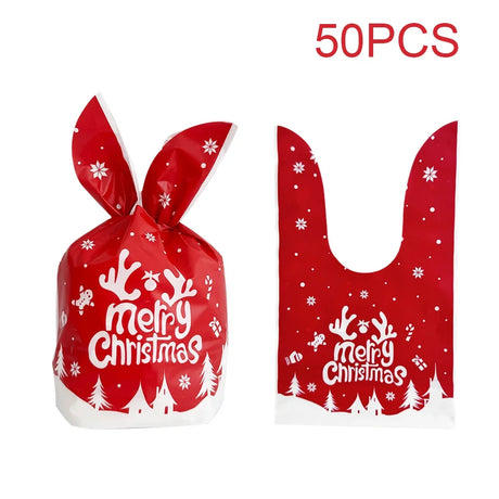 イベント・クリスマス装飾｜ウサギ型ビニール製ギフトバッグセット (50個)