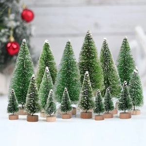 人工ミニ木製クリスマスツリー・ブルーグリーン・ホワイトゴールドタワー・パイン