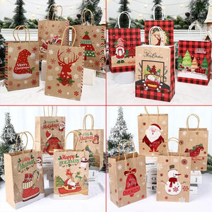 イベント・クリスマス装飾｜クリスマスクラフト紙ギフトバッグセット(4枚入)