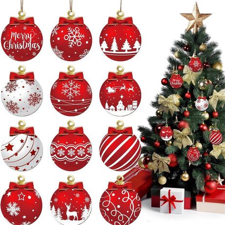 イベント・クリスマス装飾｜12個セット 木製オーナメント