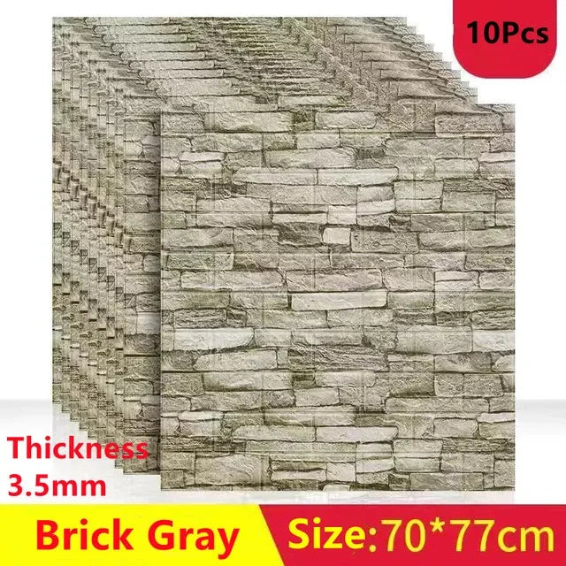 【DIY用】レンガ風ステッカー 70x77cm(5pcs/10pcs）